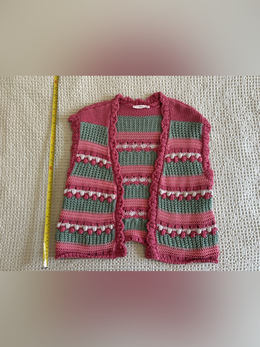 Mango Pink and Sage Striped Knit Vest